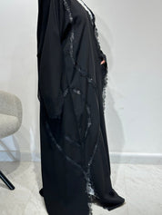 C 1618 Black Crystal Lace Abaya
