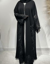 C 1619 Black Crystal Lace Abaya