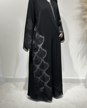 C 1619 Black Crystal Lace Abaya