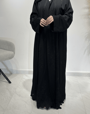 C 1620 Black Beaded Lace Abaya