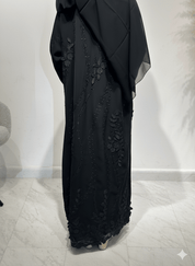 C 1620 Black Beaded Lace Abaya