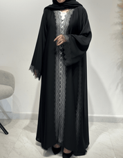 C 1621 Black Crystal Lace Abaya