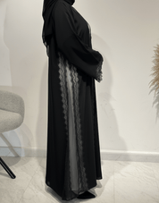 C 1621 Black Crystal Lace Abaya