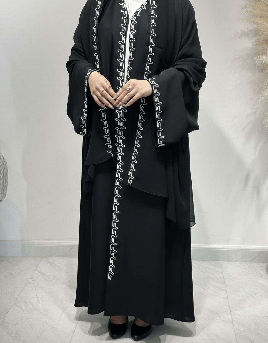 C 1622 Black Embroidered Abaya