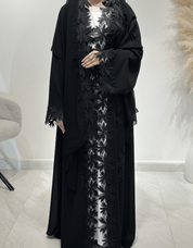C 1623 Black Floral Lace Abaya
