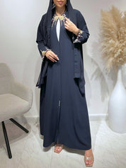 C 1625 Midnight Blue Beaded Abaya