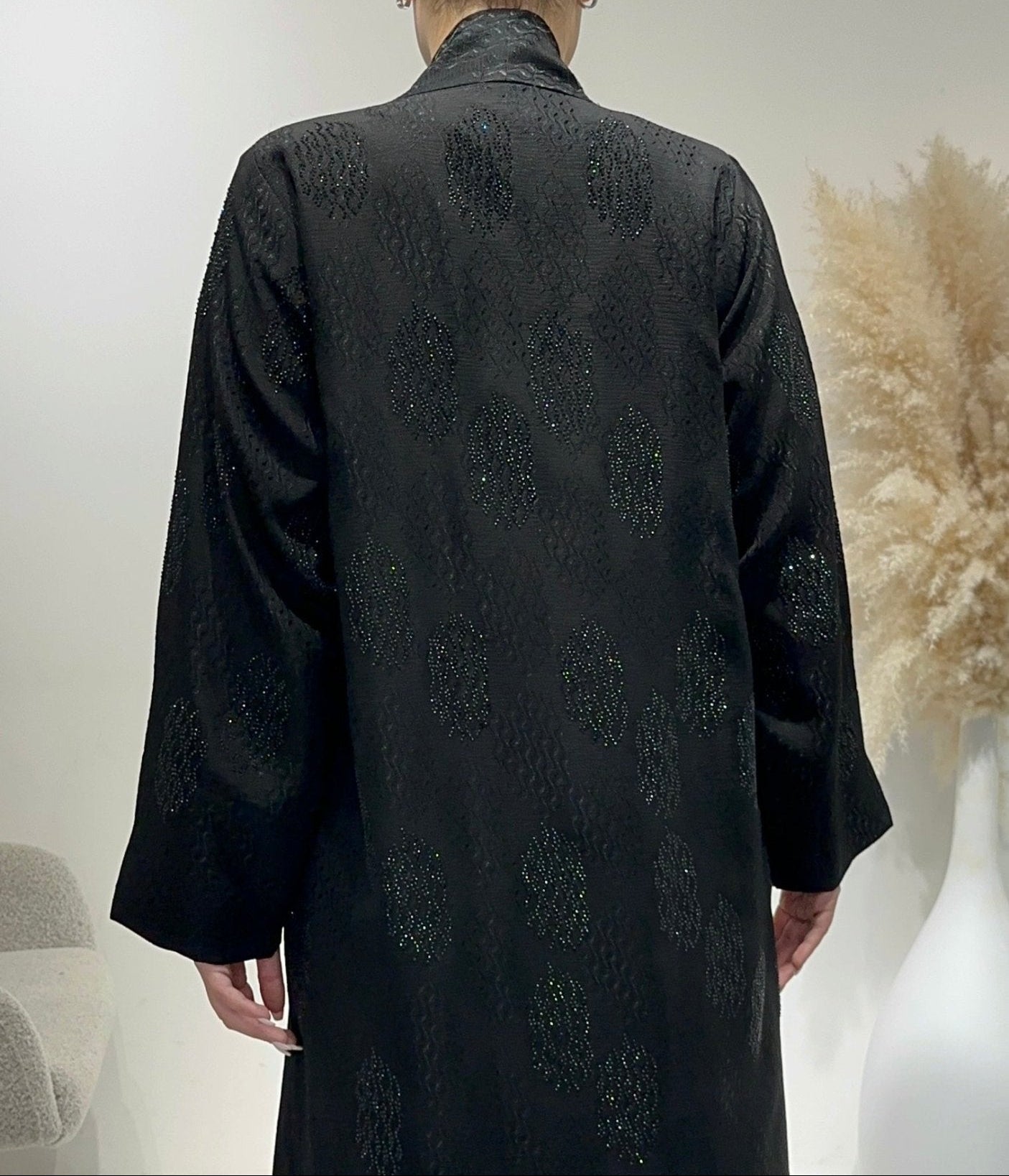 C 1635 Black Beaded Abaya