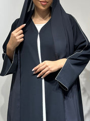 C 1646 Dark Navy Embroidered Abaya