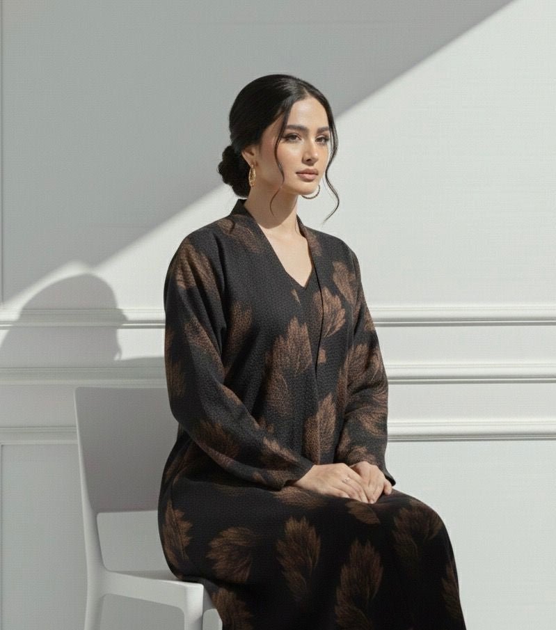 C 1655 Bronze Printed Abaya