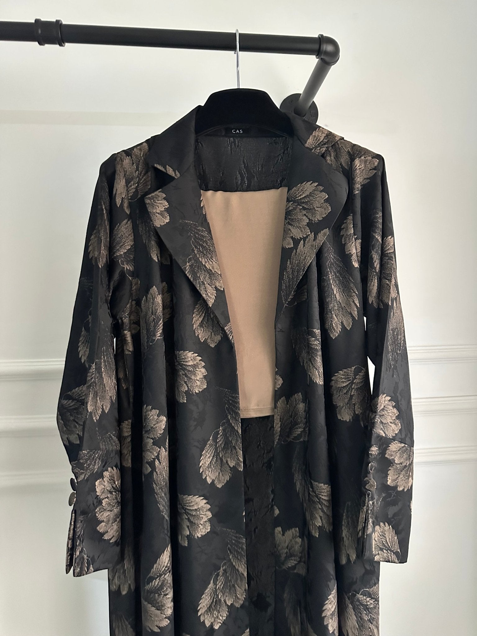 C 1656 Dark Beige Printed Abaya