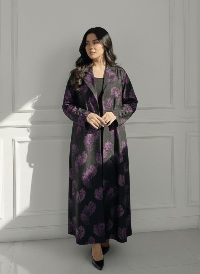 C 1657 Purple Printed Abaya