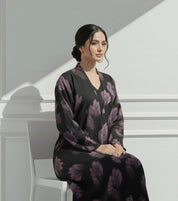 C 1657 Purple Printed Abaya