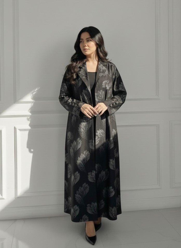 C 1658 Silver Printed Abaya