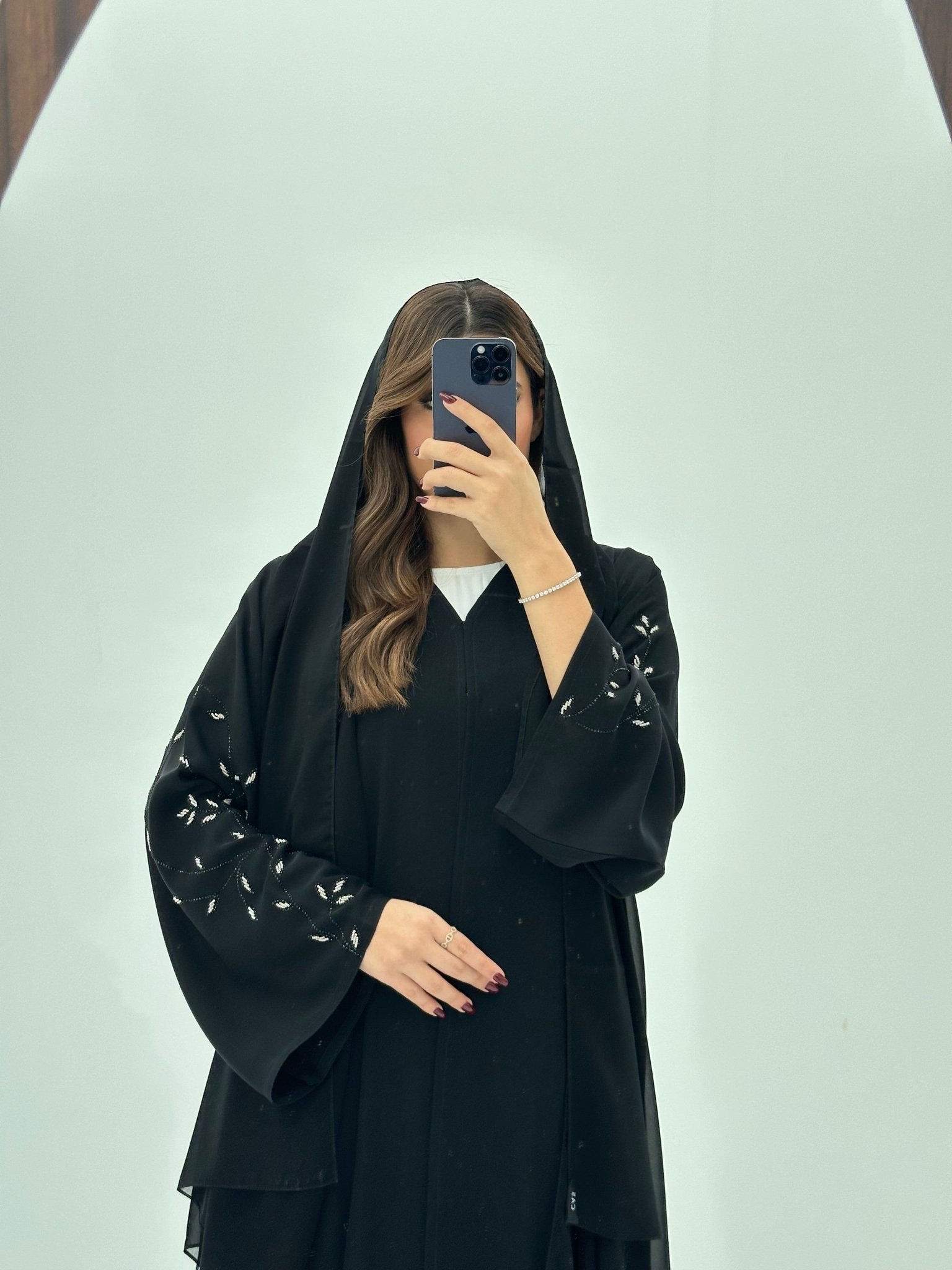 C 1669 Black Beaded Abaya