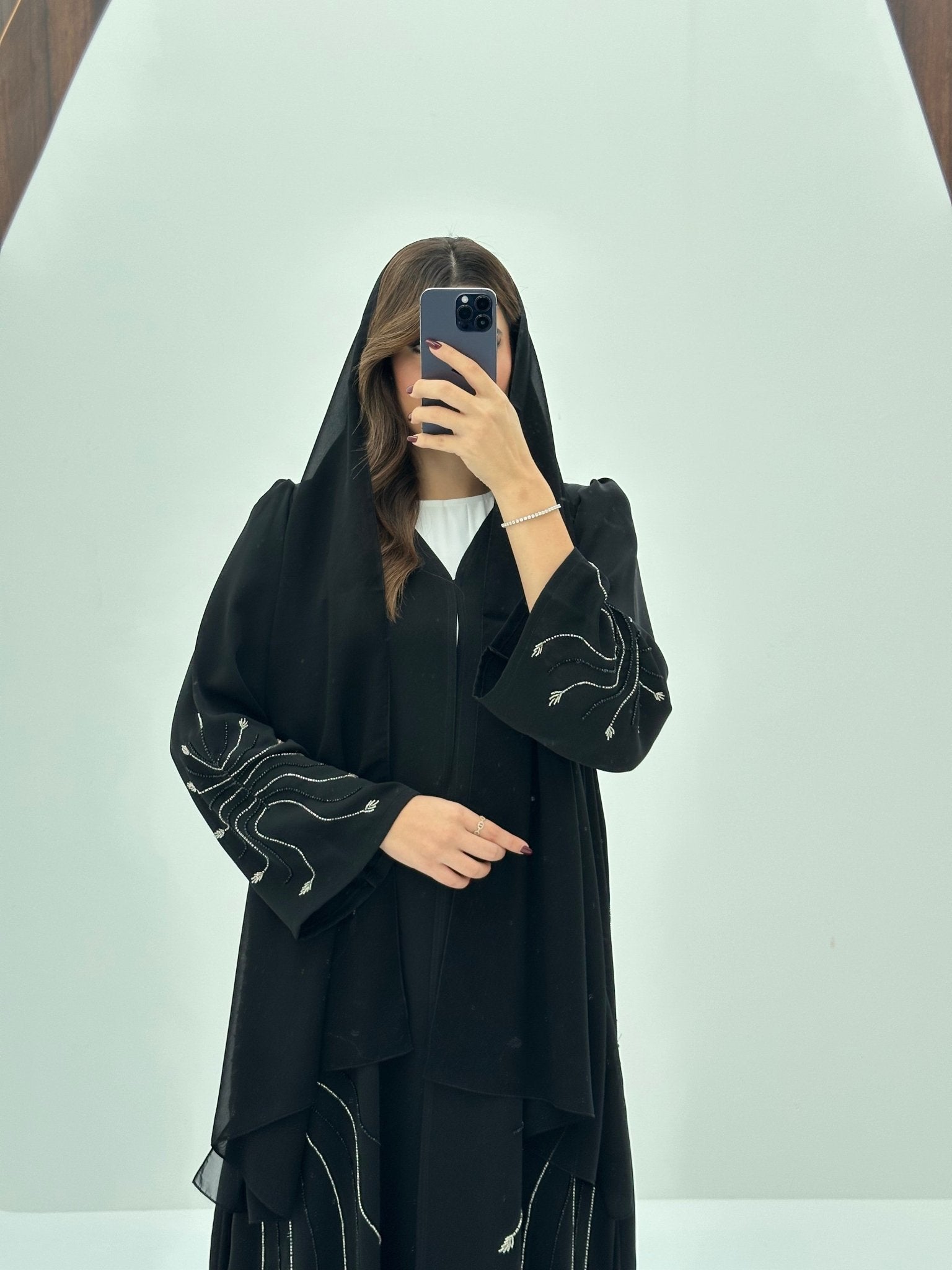 C 1671 Black Beaded Abaya