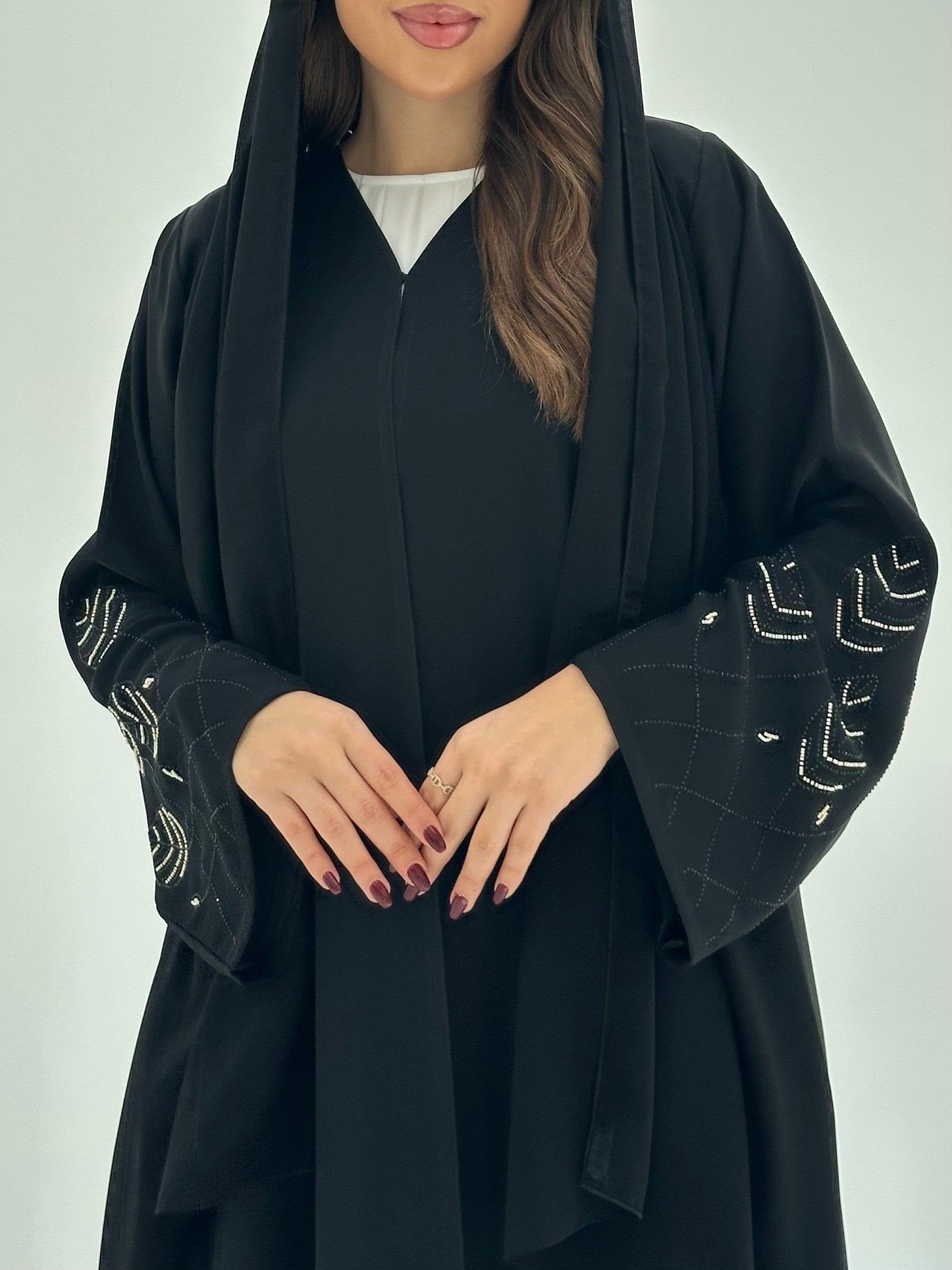 C 1680 Black Beaded Abaya