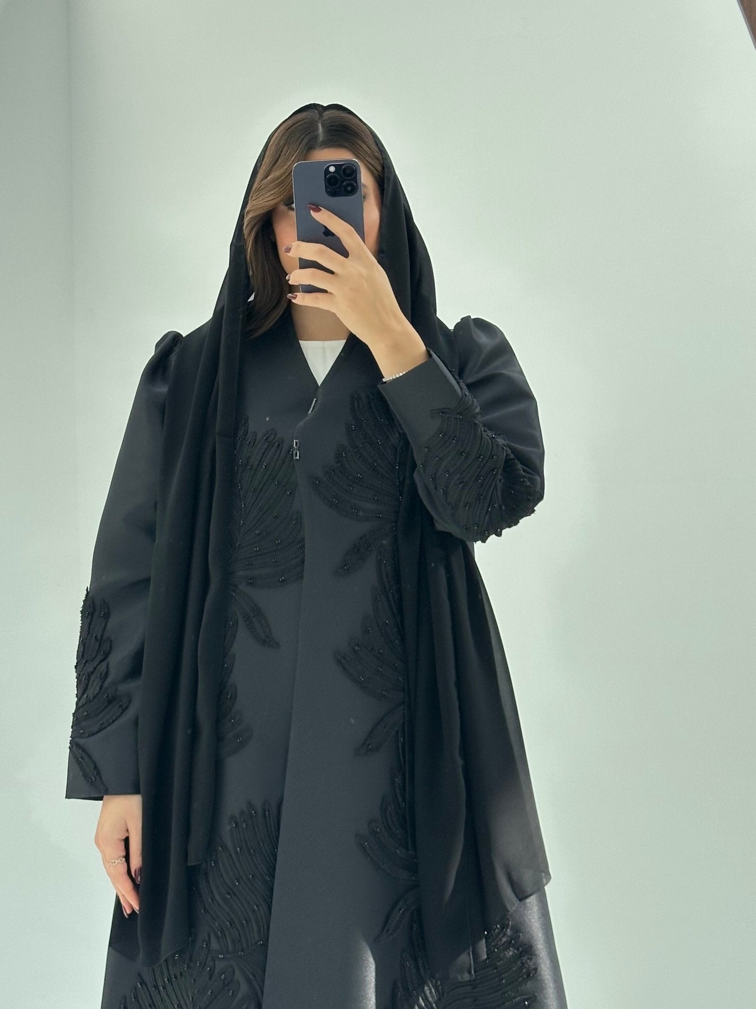 C 1686 Black Beaded Abaya