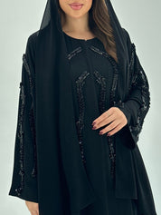 C 1689 Black Beaded Abaya