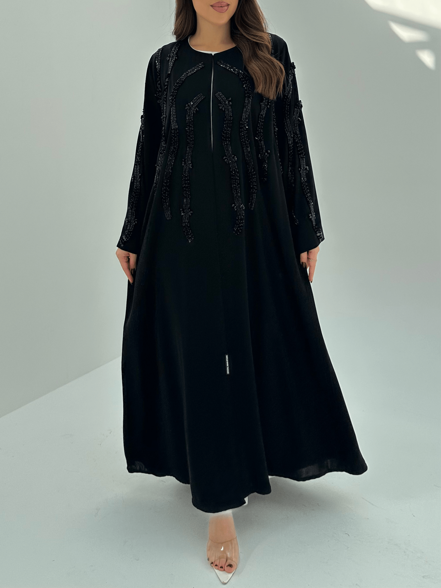 C 1689 Black Beaded Abaya