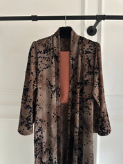 C 1692 Brown Floral Velvet Abaya