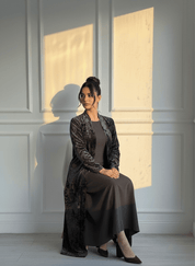 C 1693 Purple Floral Velvet Abaya