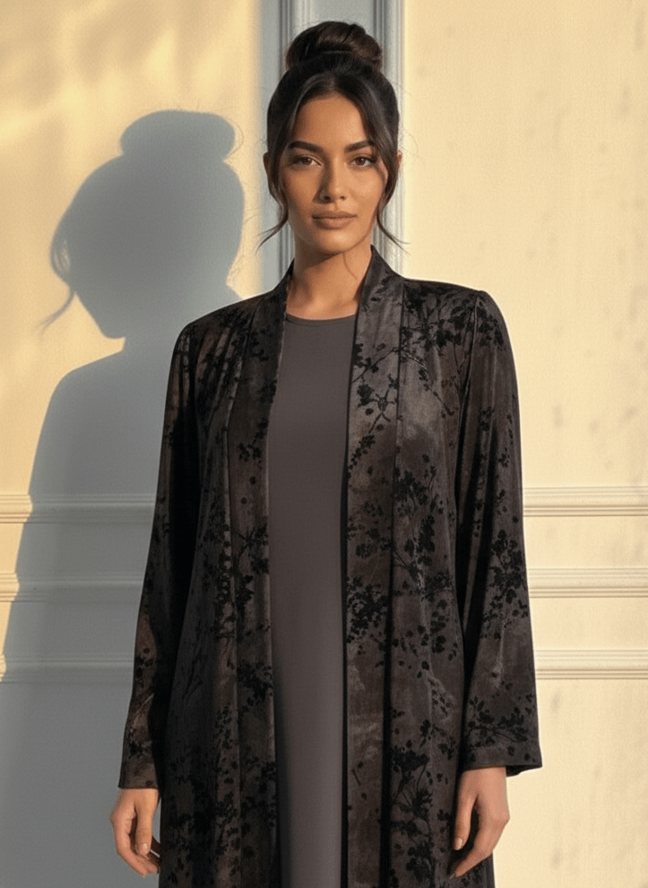 C 1693 Purple Floral Velvet Abaya