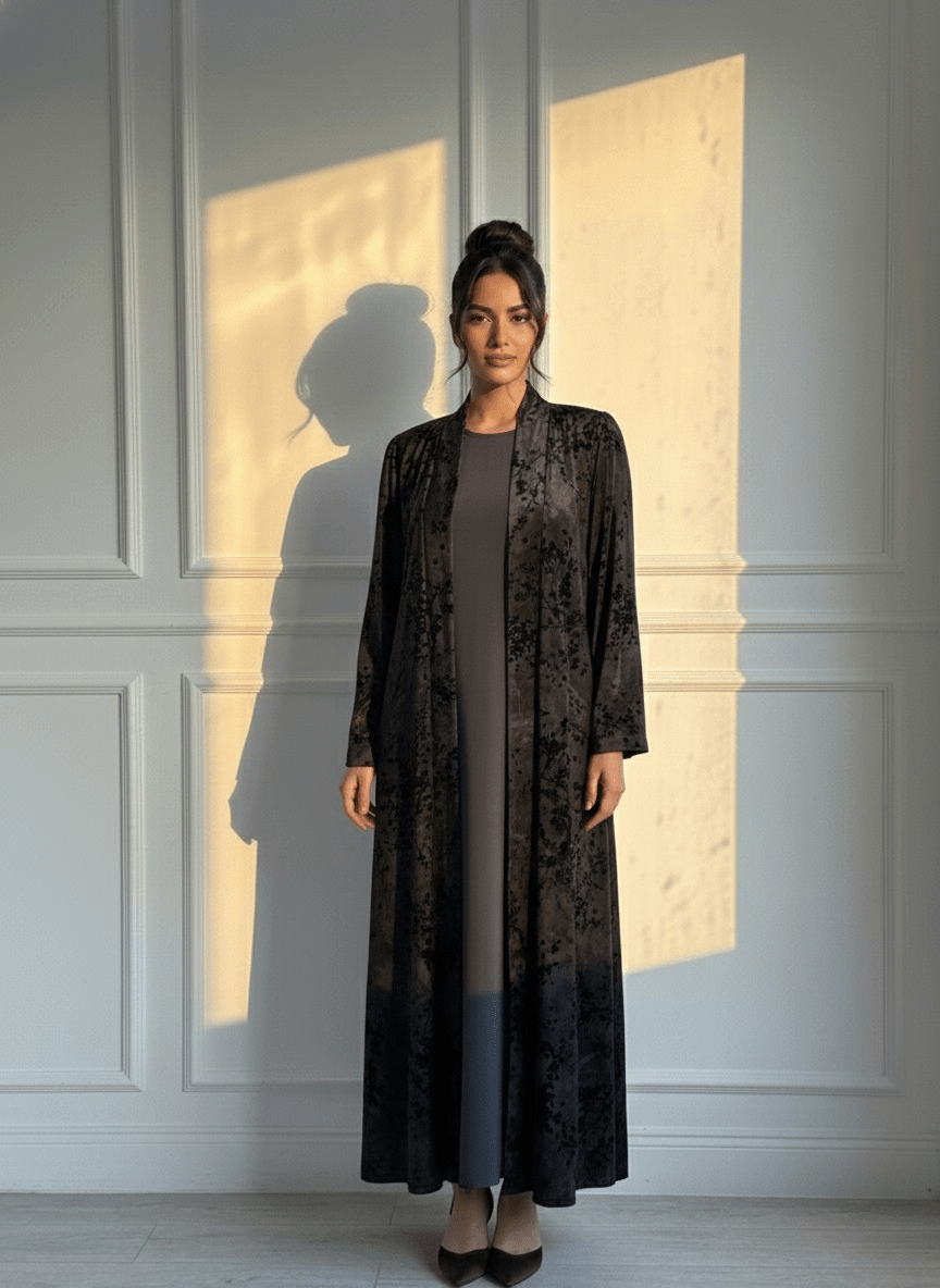 C 1693 Purple Floral Velvet Abaya