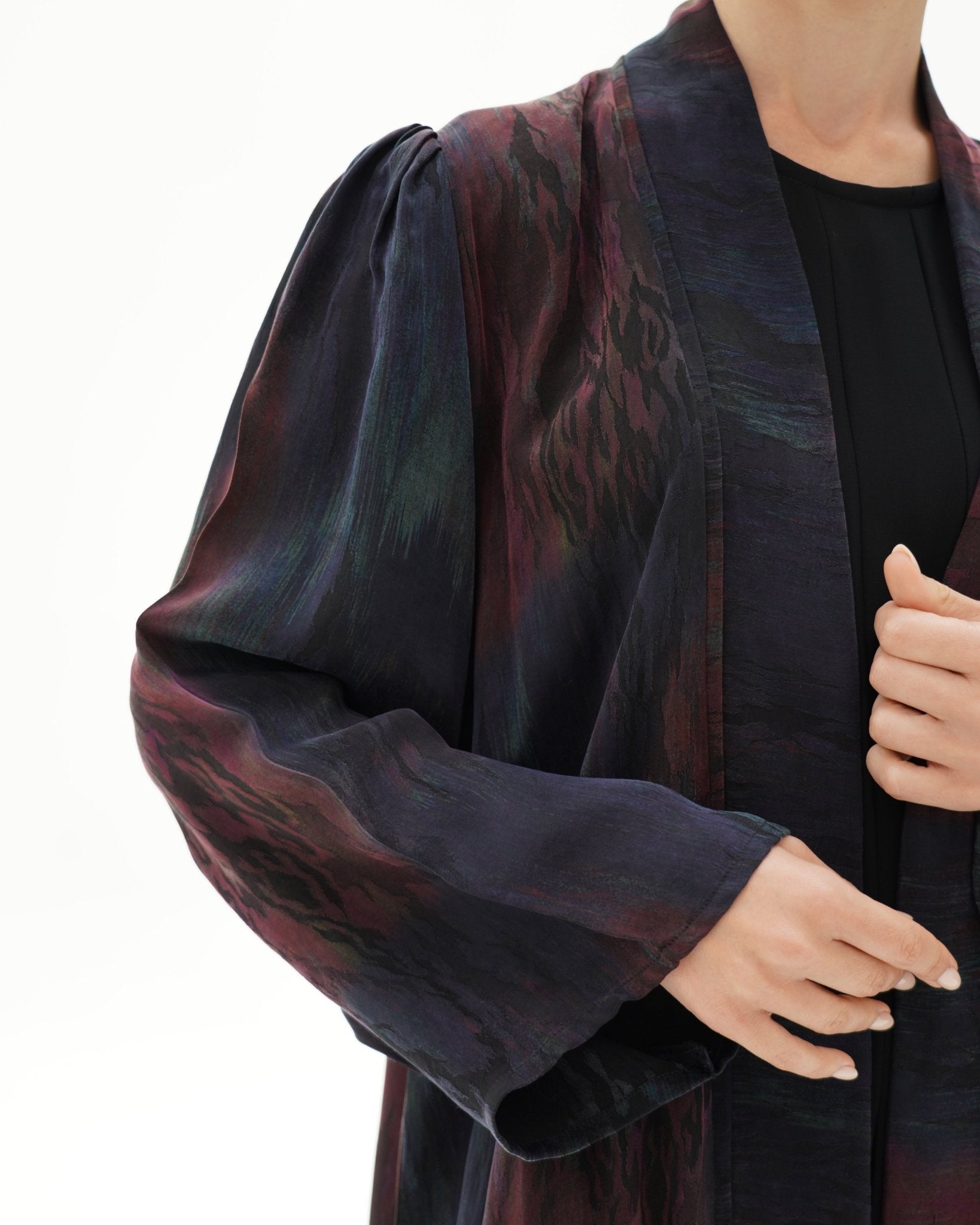 C 1697 Premium Crimson Blue Abaya