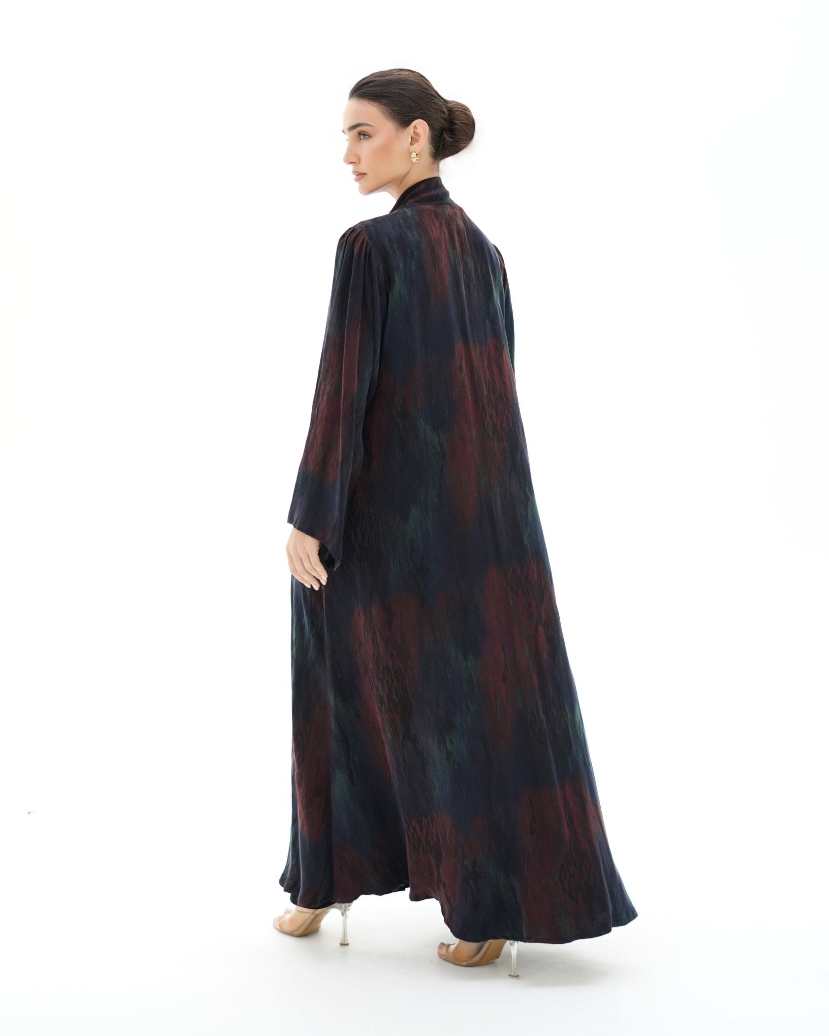C 1697 Premium Crimson Blue Abaya