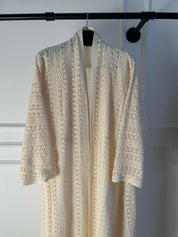 C 1717-07 Cream Dantel Abaya