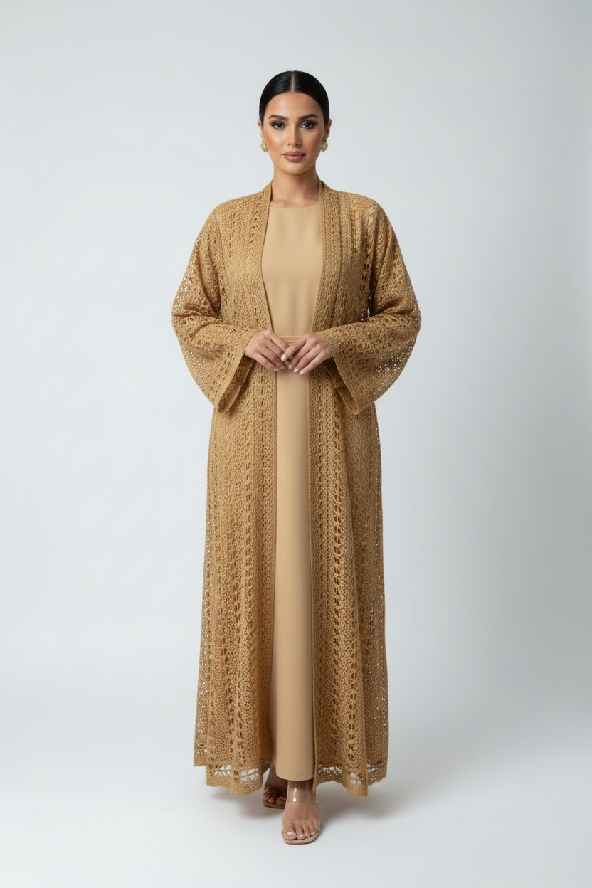 C 1717-08 Butterscotch Dantel Abaya
