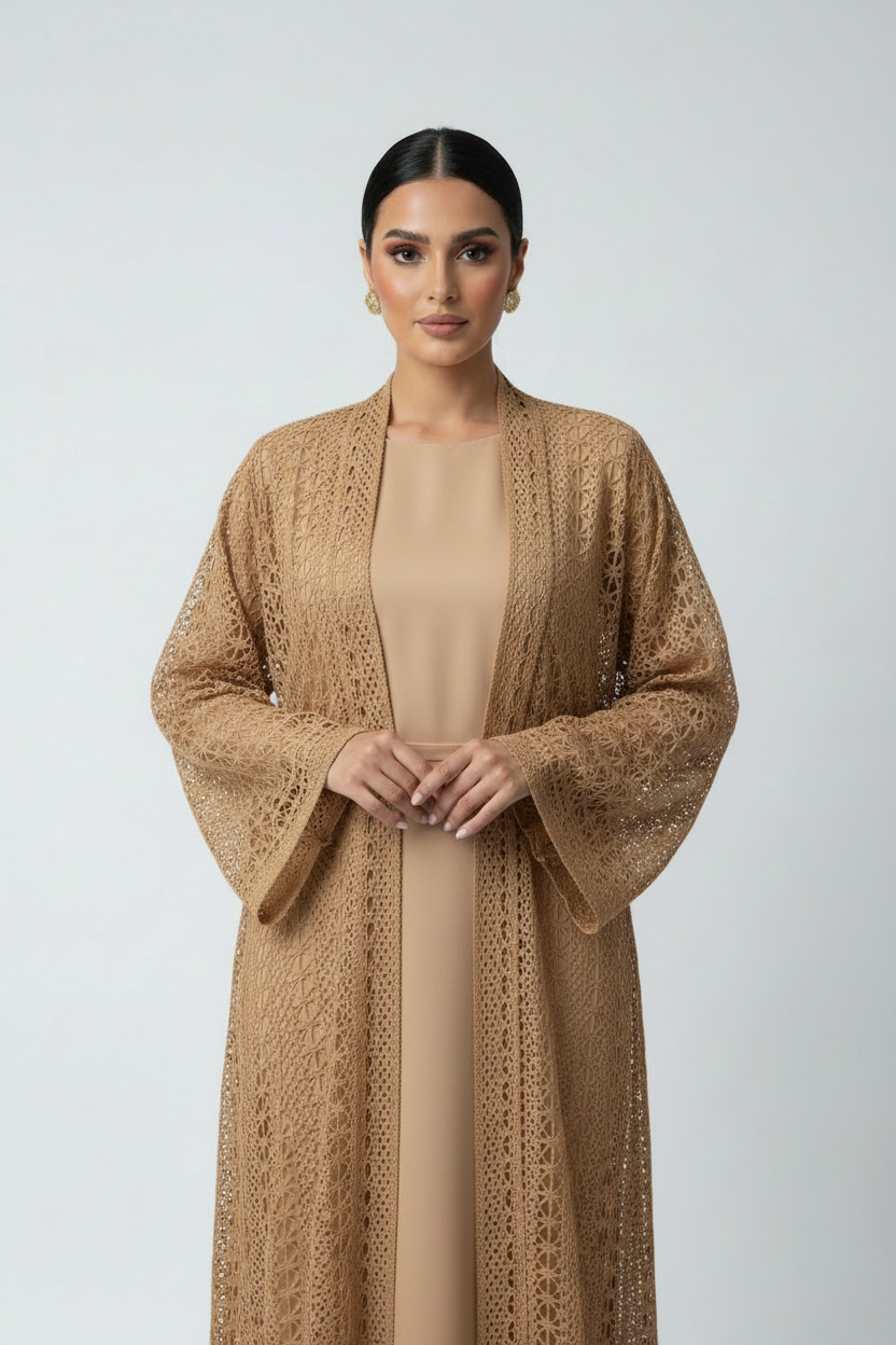 C 1717-08 Butterscotch Dantel Abaya