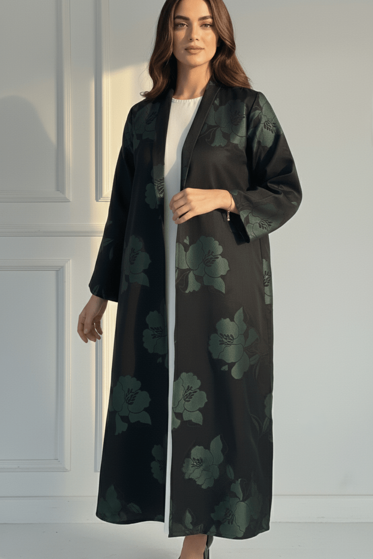 C 1721 - 01 Green Floral Abaya