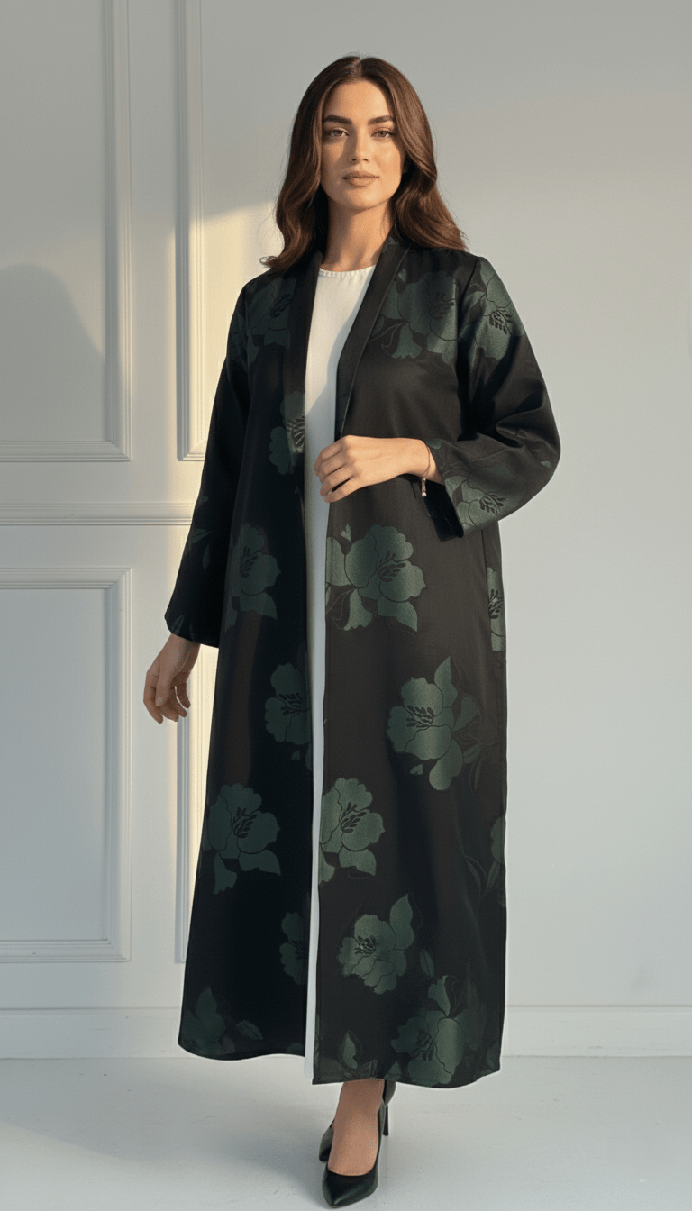 C 1721 - 01 Green Floral Abaya