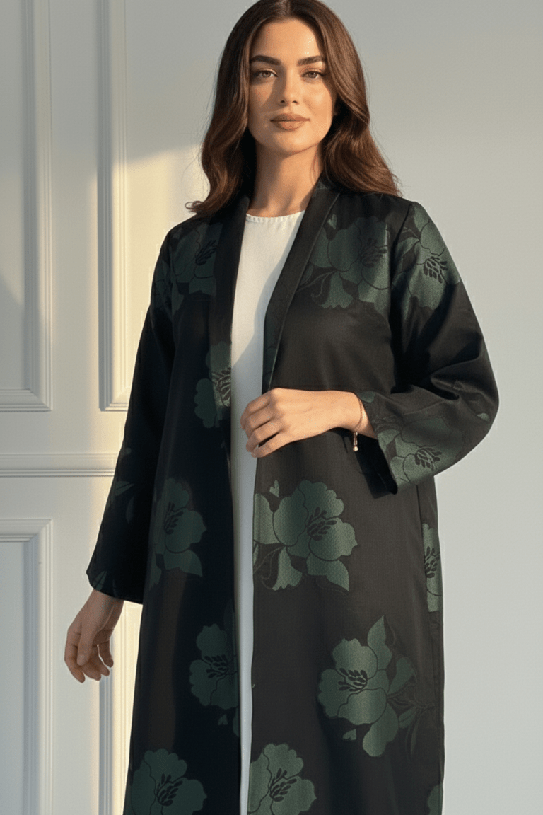 C 1721 - 01 Green Floral Abaya