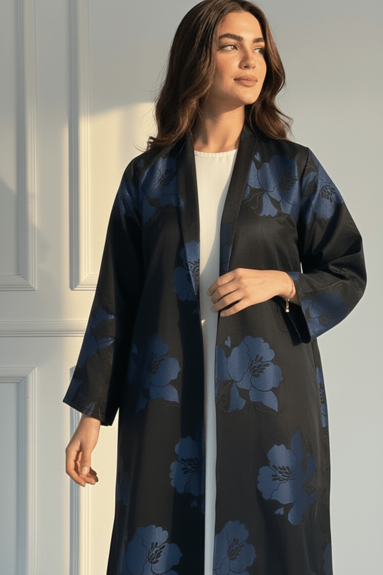 C 1721 - 02 Dark Blue Floral Abaya