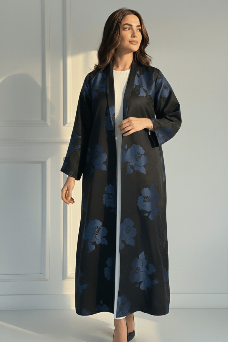 C 1721 - 02 Dark Blue Floral Abaya