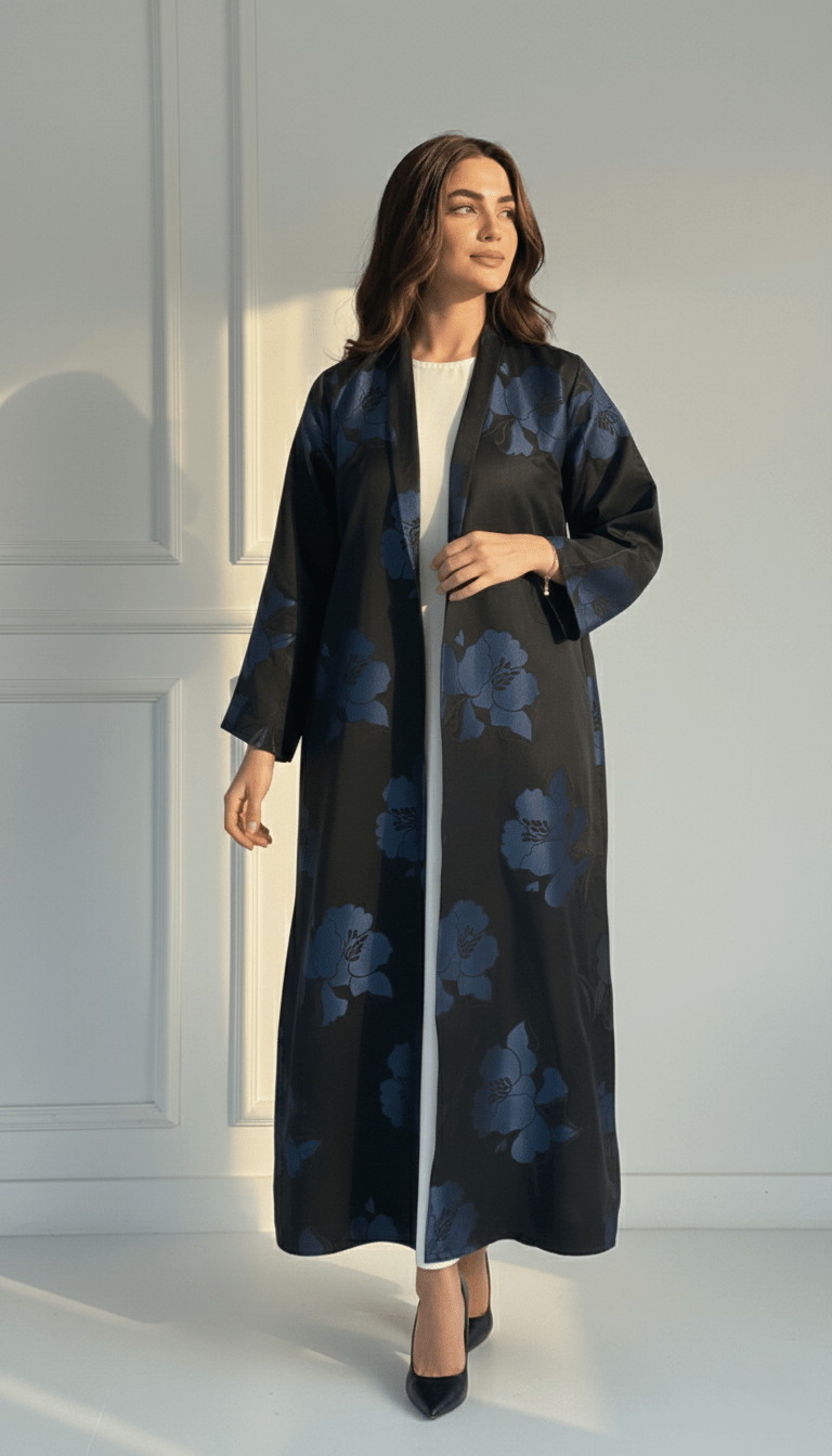 C 1721 - 02 Dark Blue Floral Abaya