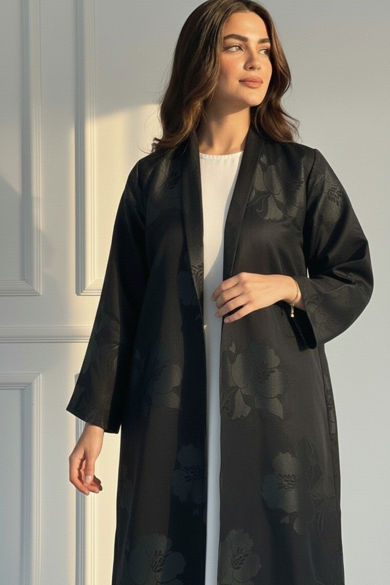 C 1721 - 03 Black Floral Abaya