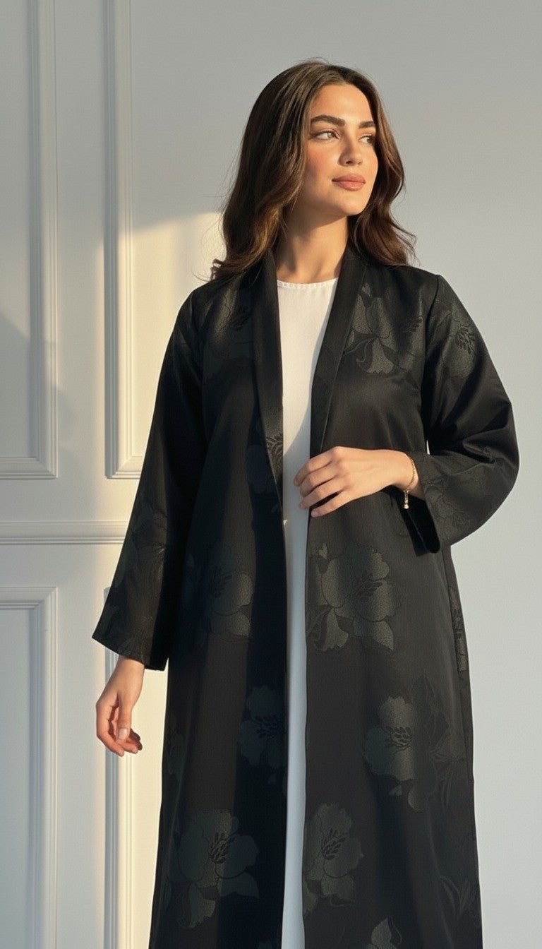 C 1721 - 03 Black Floral Abaya