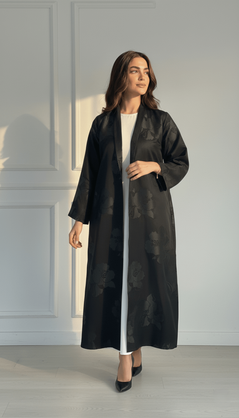 C 1721 - 03 Black Floral Abaya