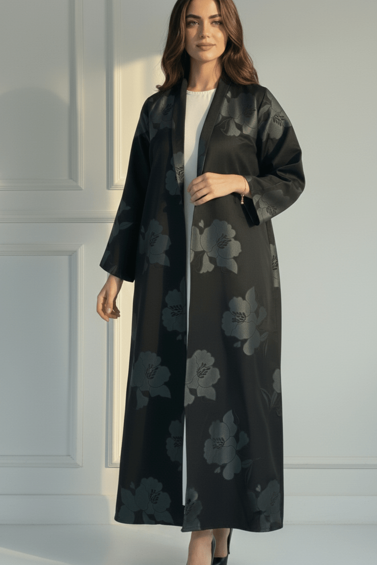 C 1721 - 04 Grey Floral Abaya