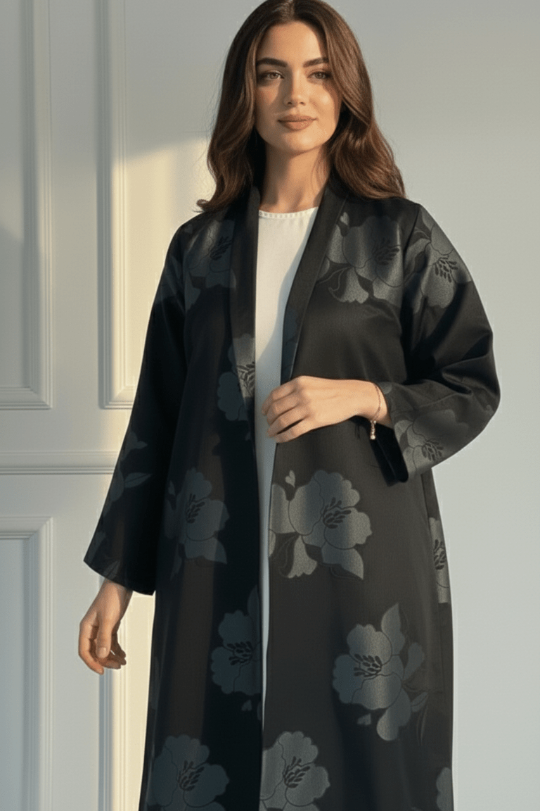 C 1721 - 04 Grey Floral Abaya