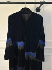 C 1755 Black Blue Velvet Abaya
