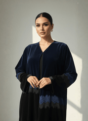 C 1755 Black Blue Velvet Abaya
