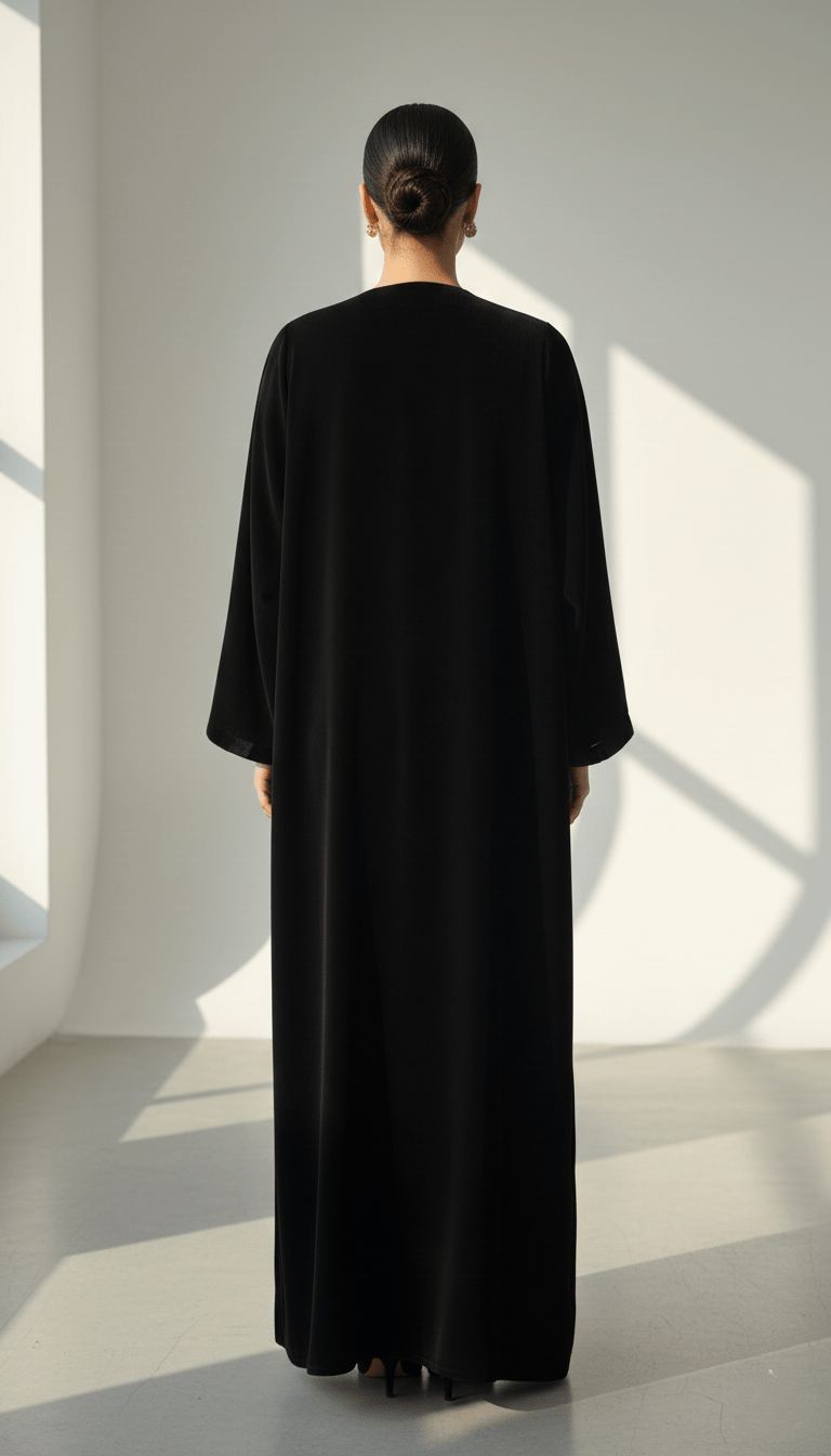 C 1755 Black Blue Velvet Abaya