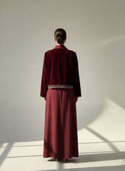 C 1756 Dark Maroon Beaded Abaya
