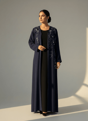 C 1758 Dark Blue Beaded Abaya