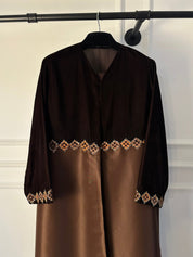 C 1759 Coffee Brown Beaded Abaya