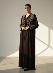 C 1760 Chocolate Brown Beaded Abaya